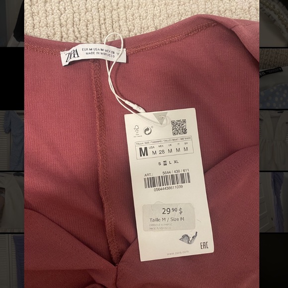 Zara Pink Rouched Mini Dress Size Medium NWT - Picture 2 of 4